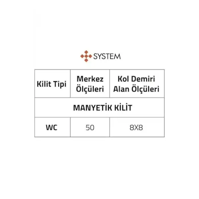 System Sürme Kapı Kilidi Entegre Çekme Saplı Lc201Lt03 Nb, Tek Ebat