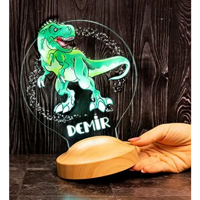 T-Rex Tasarımlı Dinozor 3D LED Gece Lambası