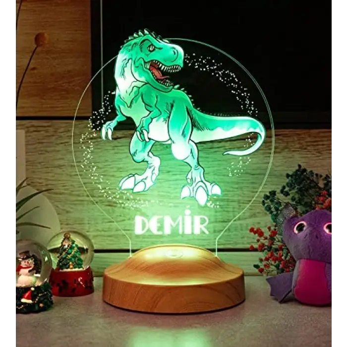 T-Rex Tasarımlı Dinozor 3D LED Gece Lambası