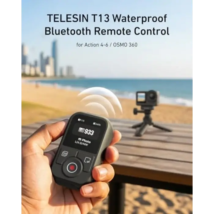 T13 Remote Controller (Action 4/5/6 Osmo 360 Uyumlu); Djı Serisi Bluetooth Remote Control; Djı Action 6/5 Pro/4 Osmo 360 1.4 inç HD Ekran; 50m Kablosuz Menzil 8H Pil Su Geçirmez Uzaktan Kumanda