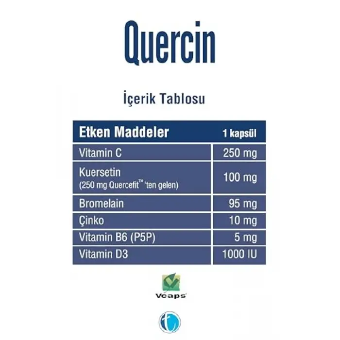 Tab İlaç Quertecin Fitozomal Kuersetin Bromelain 60 Kapsül