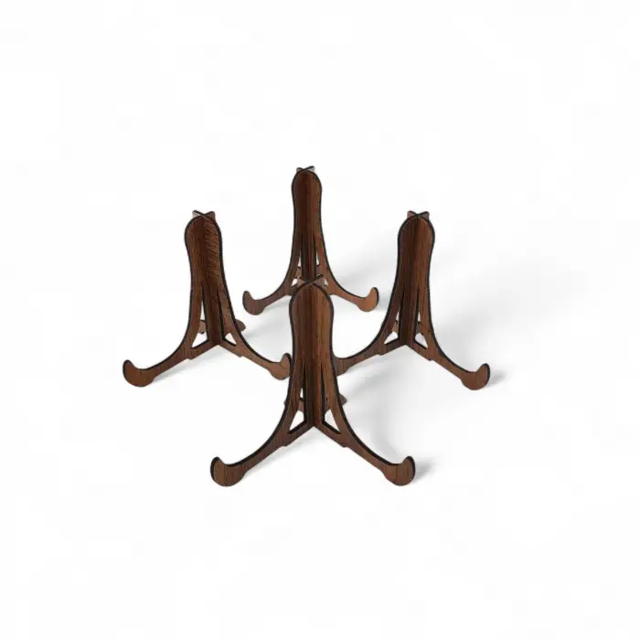 Tabak ve Süs Levhaları Gerçek Ahşap 4lü Teşhir Ayağı 10 cm x 10 cm Stand