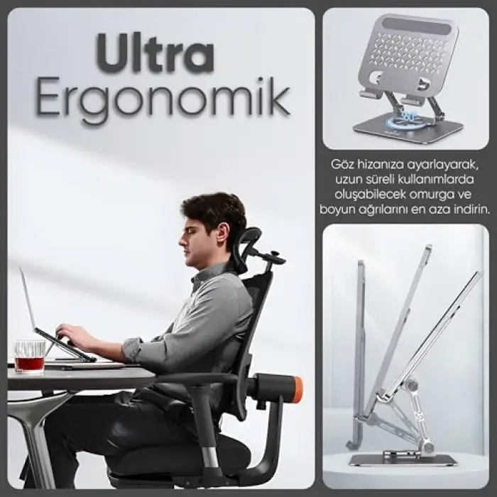 Tablet Standı 360 Derece Dönebilen Katlanabilir Ergonomik Tablet Tutucu