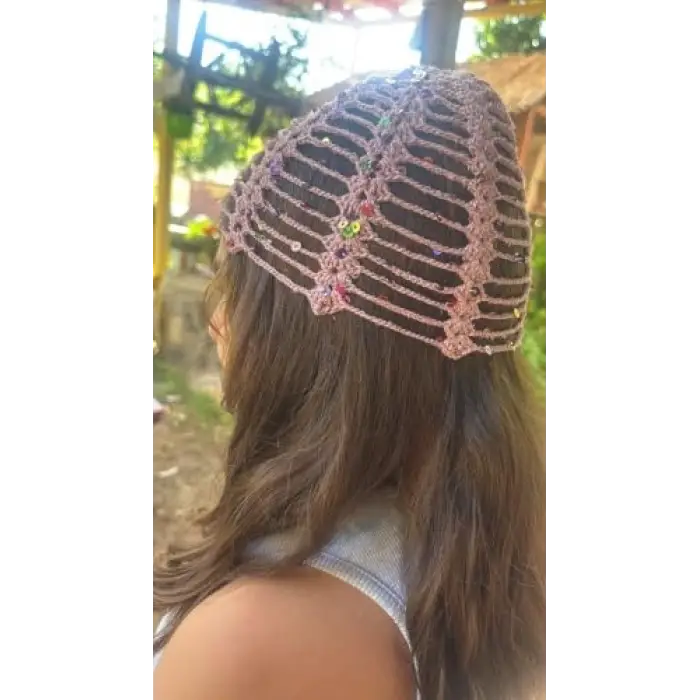 Takke Model Saç Bandanası, Pullu, Pembe