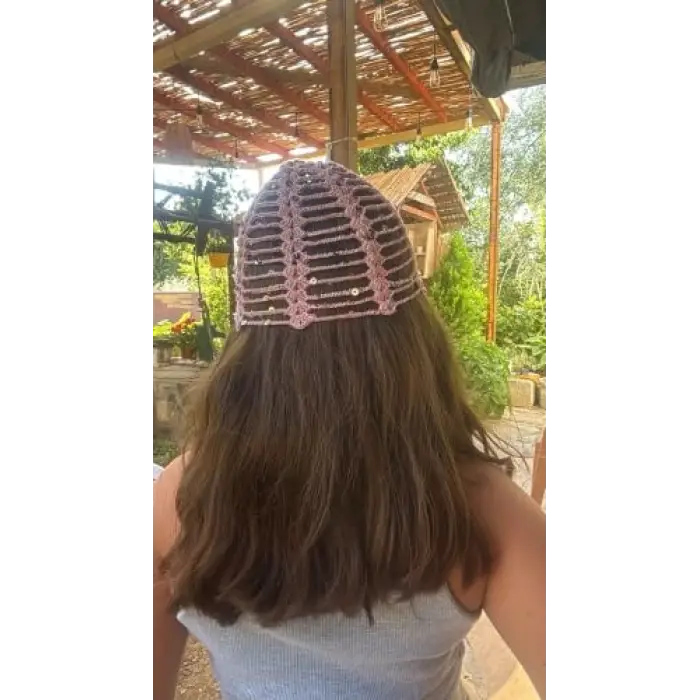 Takke Model Saç Bandanası, Pullu, Pembe