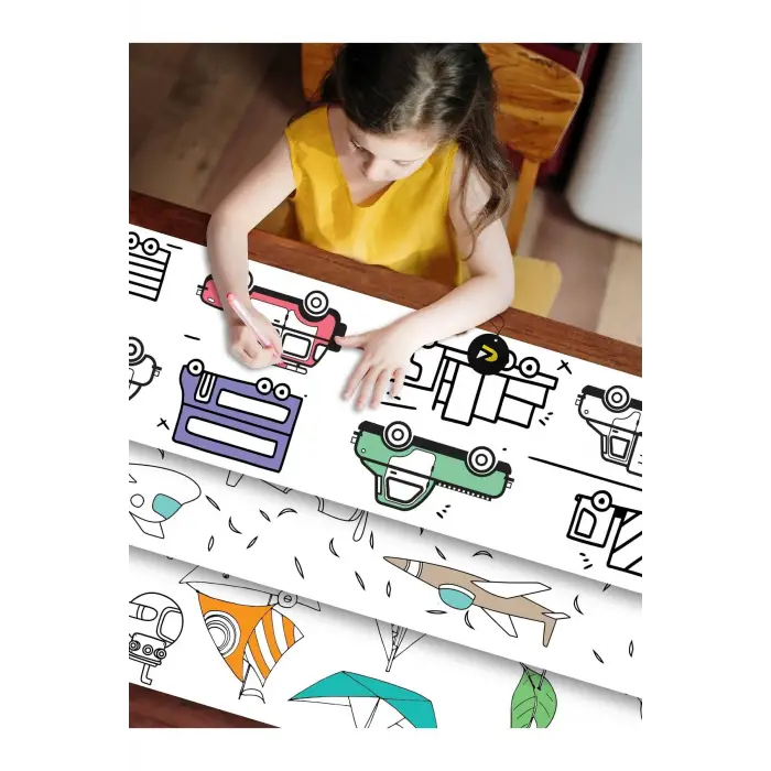 Taşıtlar, Araba, Uçak, Gemi Eğitici Dev Boyama Kağıdı Seti