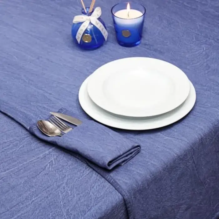Taşlanmış Indigo Denim Pamuk Runner