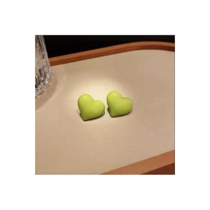 Tatlı Yeşil Kalp Küpe Yeşil S