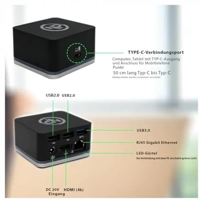 Tcd-101 Mac Uyumlu 4k HDMI 3xUSB 45w PD Mini Docking Station