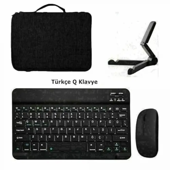 Tcl Tab 11 Gen 2 Tablet için Türkçe Bluetooth Klavye+Mouse+Tablet Standı-Siyah AL8126