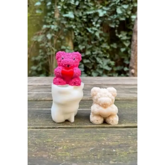 Teddy Bear Gül Dokulu Küçük Tekli Mum Kalıbı