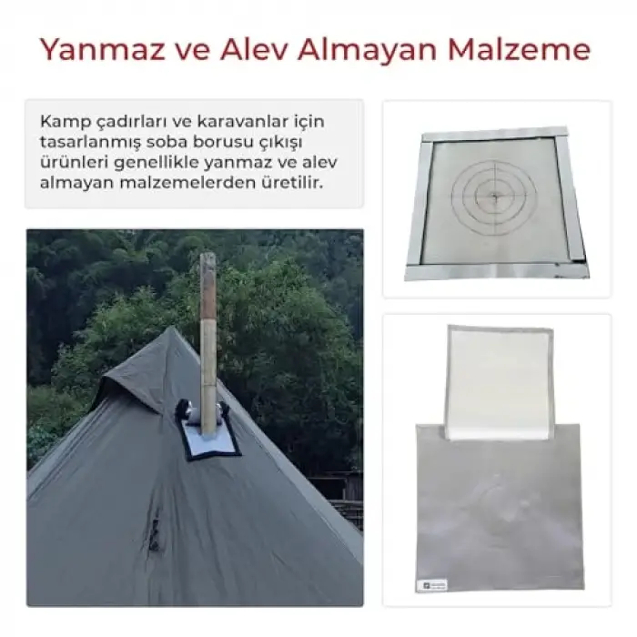 Tek Katlı Kamp Çadırı Sobası Baca Çıkışı 30x30 cm
