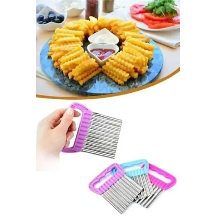 Tekli tırtıklı patates cips dilimleme aparatı