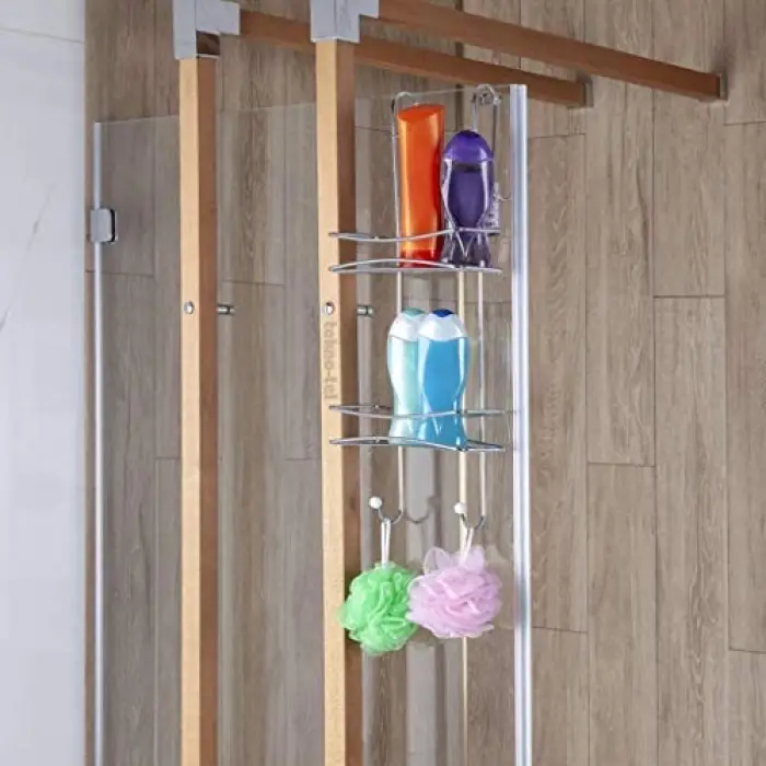 Tekno-tel BK065 2 Katlı Duş Rafı Sabunluk, 11 x 25 x 60 cm, Krom