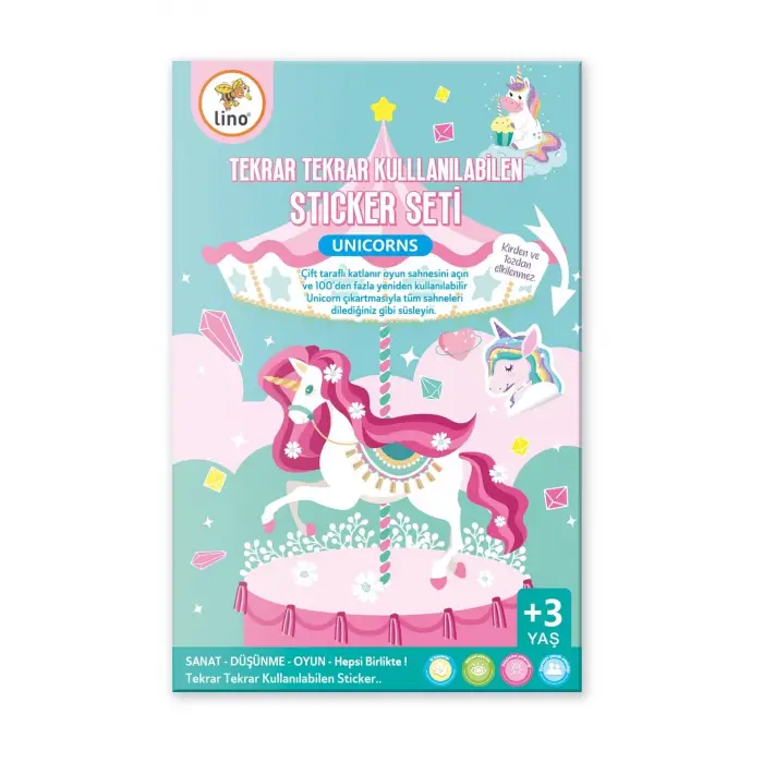 Tekrar Tekrar Kullanılabilen Sticker Seti Unicorns