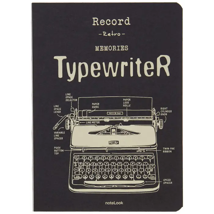 Tekstil Kapak Typewriter 32K Multi White Defter