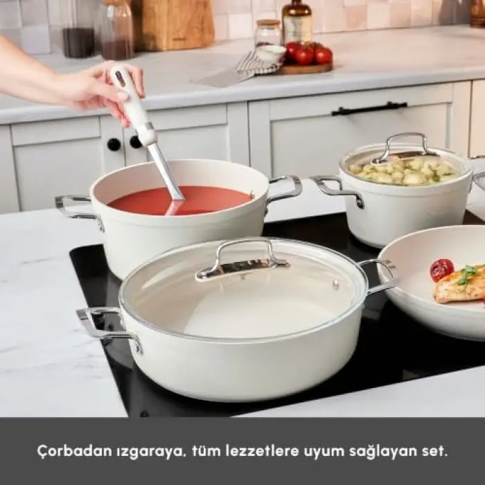 Tencere, Emsan Biogranit White Stone 7 Parça Seti