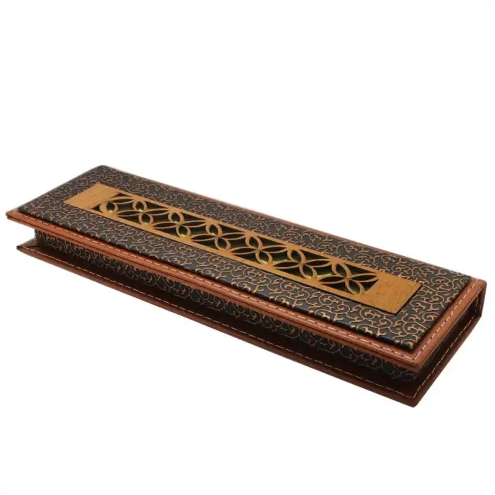 (Tesbihane) Krem Deri & Ahşap Kombinli Elegance Tesbih Kutusu