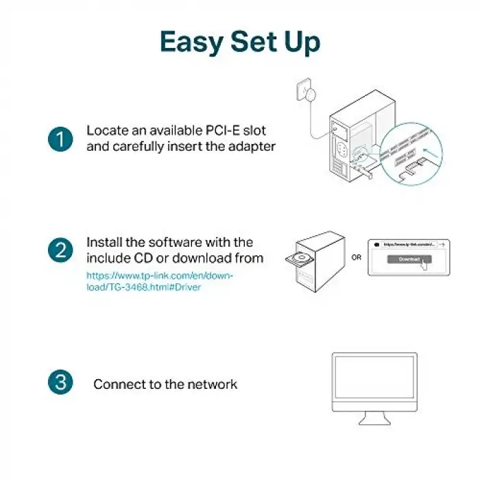 TG-3468, 10/100/1000Mbps Gigabit PCI Express Network Adaptör