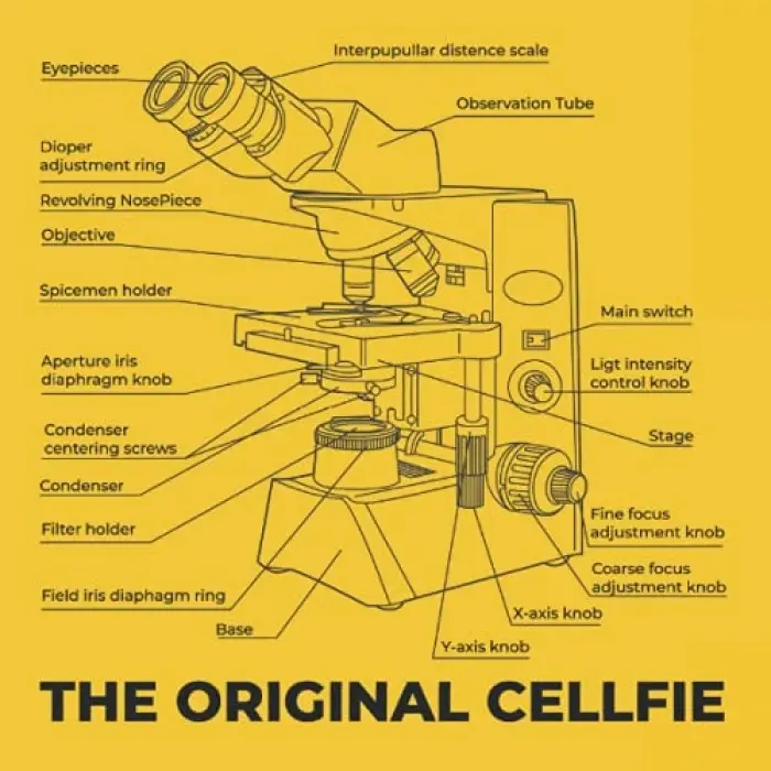 The Original Cellfie: Notebook with 100 dotted Pages - Microscope Lettering Structure Explanation Light Microscope Funny Physics Gifts for Teacher Students and Scientist