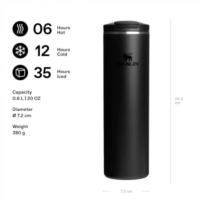The Transit FlipTop Siyah 2.0 Paslanmaz Çelik Termos 0.60 L