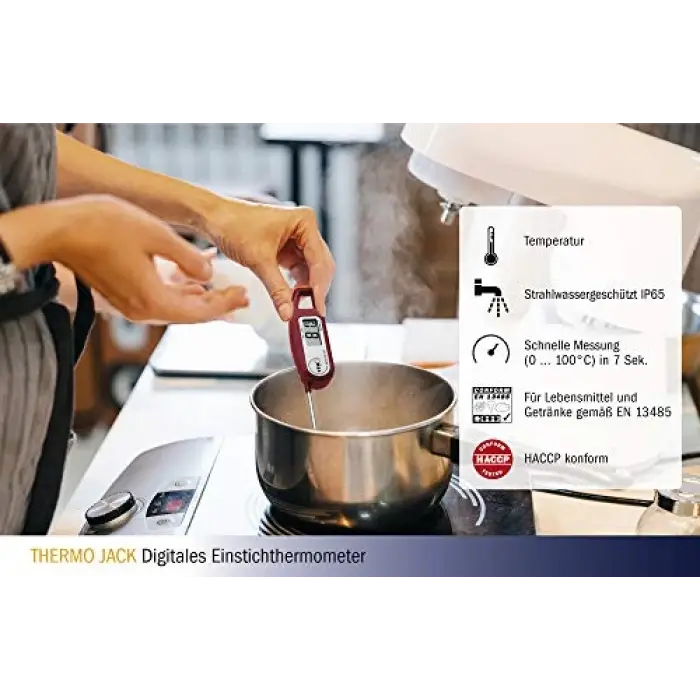 Thermo Jack katlanır problu dijital termometre, bordo