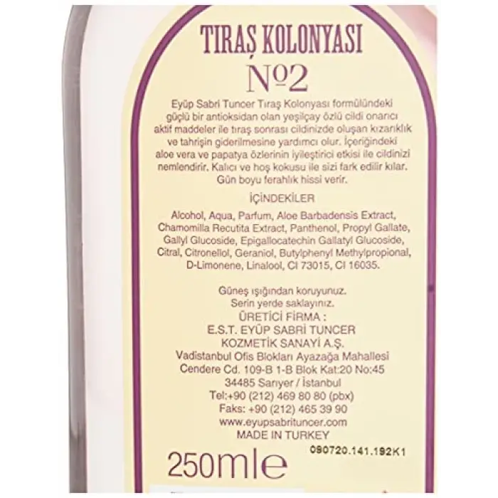 Tıraş Kolonyası No2 250 ml