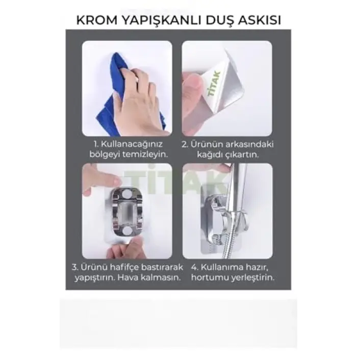 Titak Krom Yapışkanlı Duş Askısı