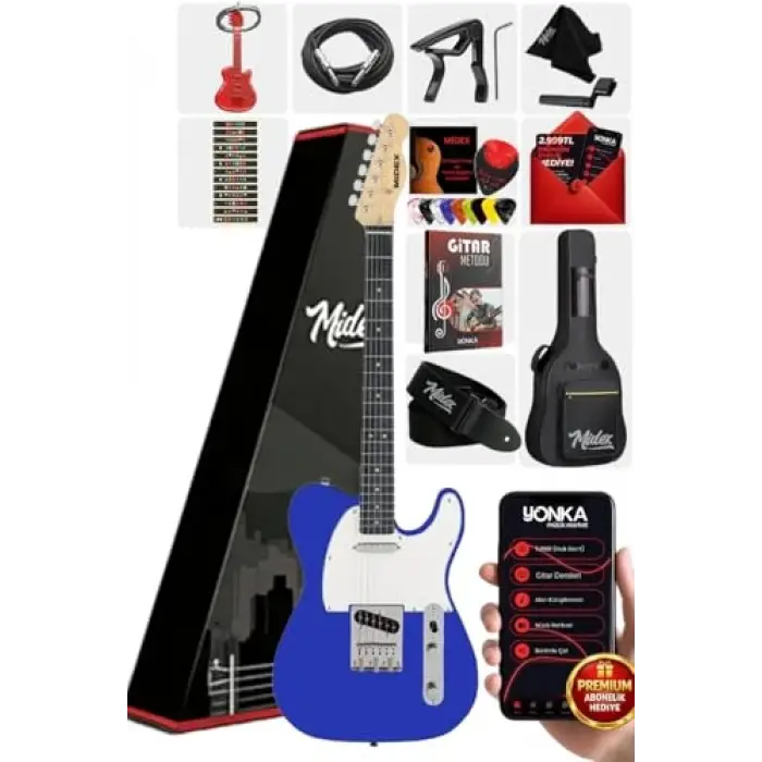 Tlx-50BL Tele Kasa, Maple Klavye, 2 Single-Coil Manyetik Elektro Gitar