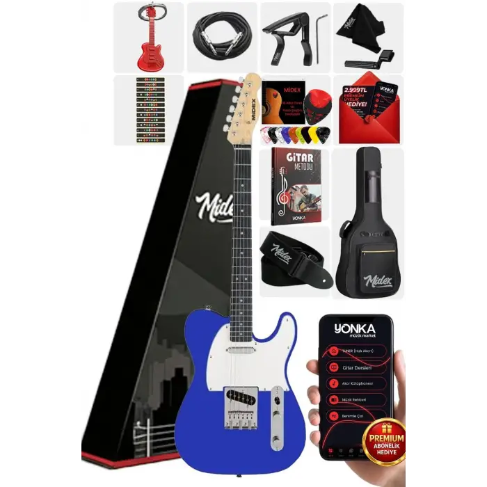 Tlx-50BL Tele Kasa, Maple Klavye, 2 Single-Coil Manyetik Elektro Gitar