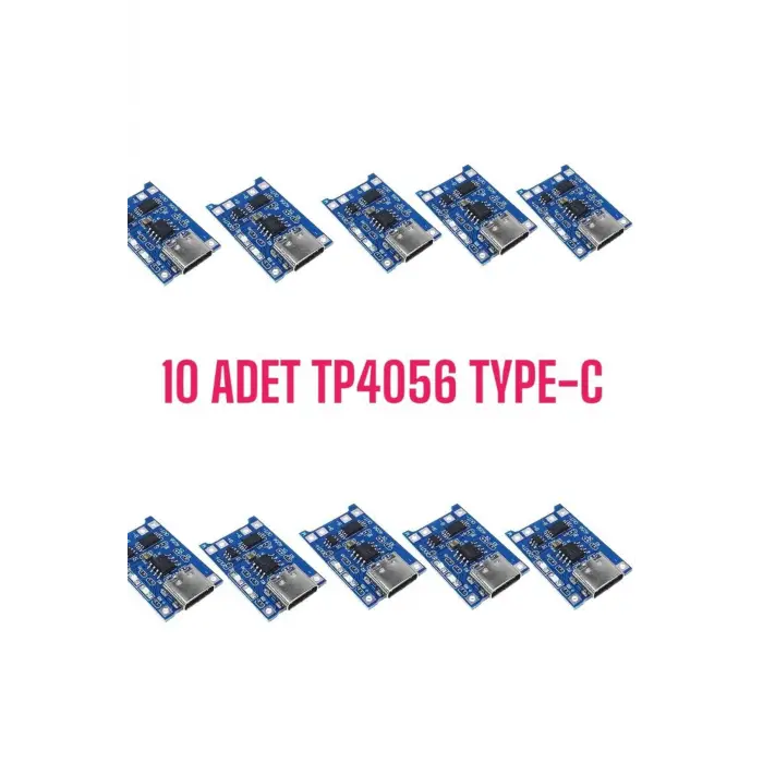 TP4056 Type-C Li-Ion Pil Şarj Modülü, 10lu Set, Rdtype10