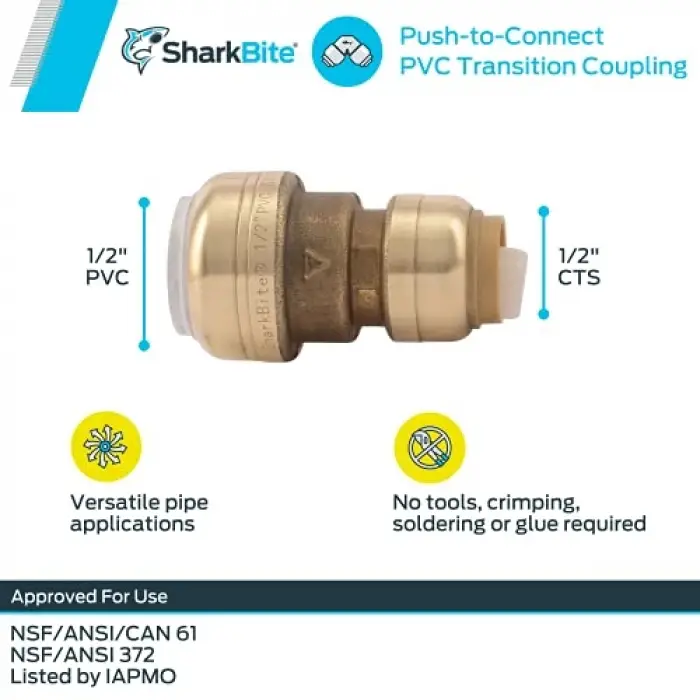 Transition Coupling, .5-In. Copper Tube x .5-In. PVC -UIP4008A