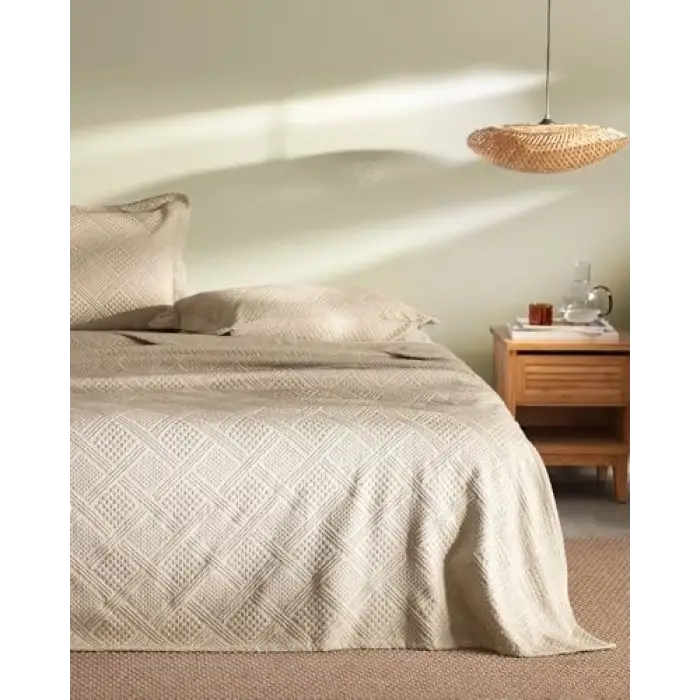 Triangle bej King Size yatak örtüsü