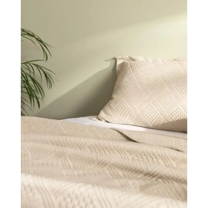 Triangle bej King Size yatak örtüsü