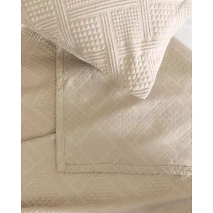Triangle bej King Size yatak örtüsü
