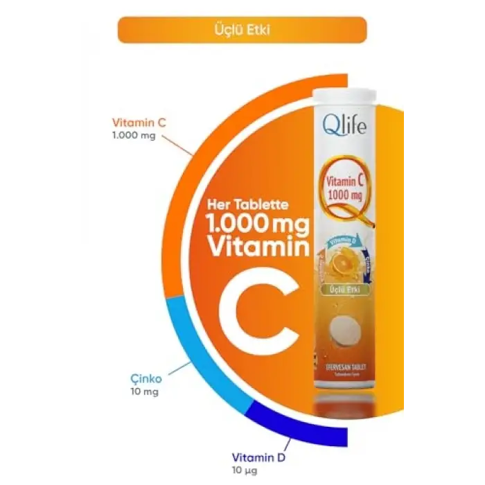 Tripple Effect D Vitamini + C Vitamini + Çinko 20 Efervesan Tablet