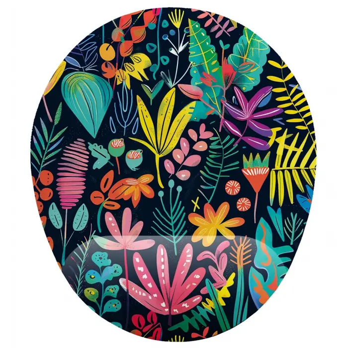 Tropikal Çiçek Desenli Bilek Destekli Mouse Pad
