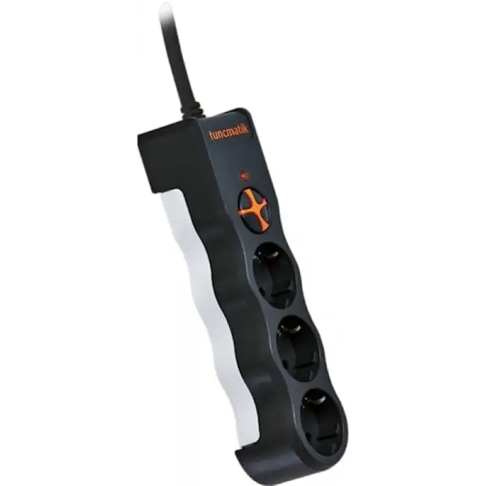 TSK19010 Powersurge 3-Surge Protectıon Plug-1050 Joule- Wıth Cable Siyah