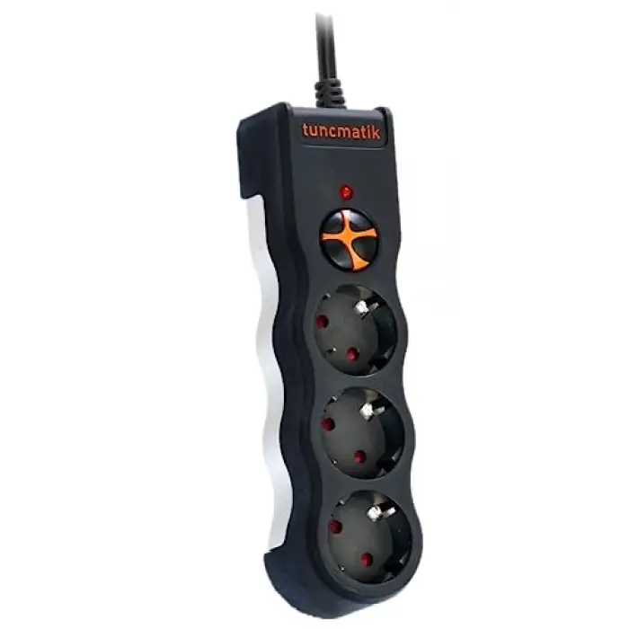 TSK19010 Powersurge 3-Surge Protectıon Plug-1050 Joule- Wıth Cable Siyah