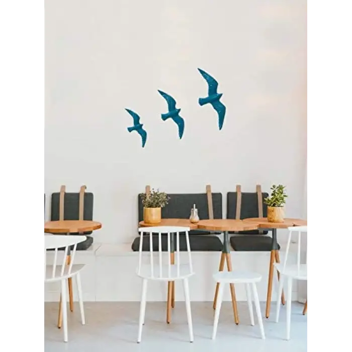 Turkuaz kuş duvar süsü, 3lü set