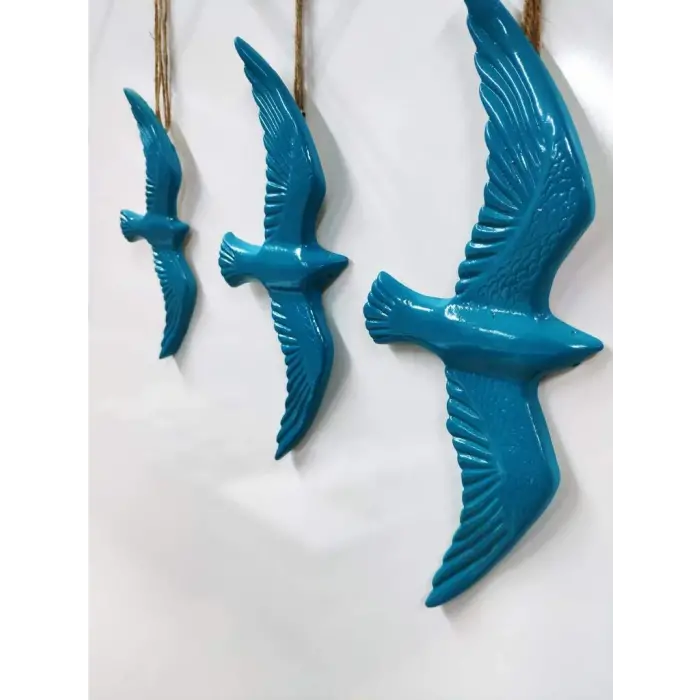 Turkuaz kuş duvar süsü, 3lü set