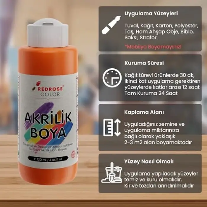 Turuncu Akrilik Boya 120 ml