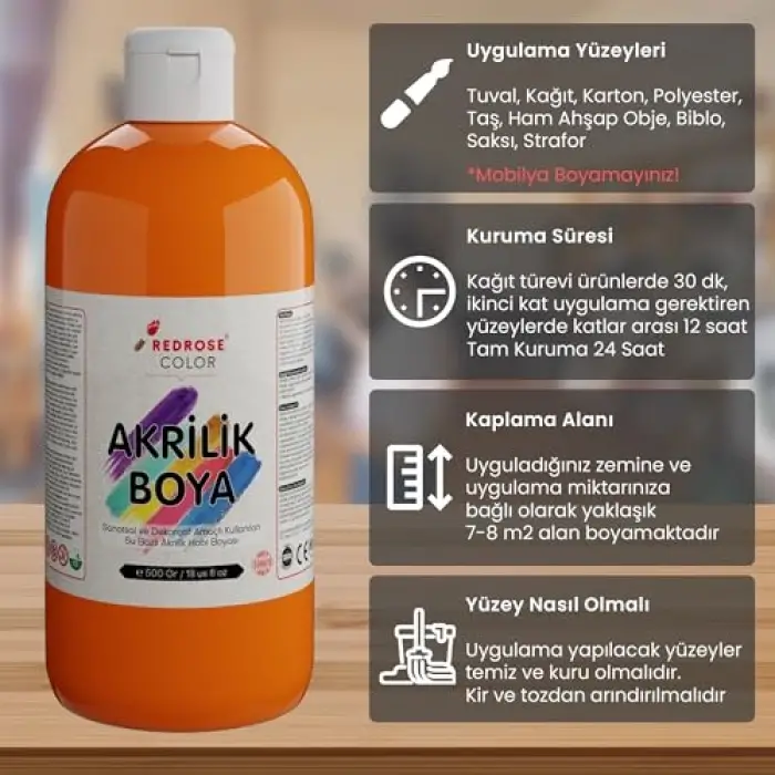 Turuncu Akrilik Boya 500 gr