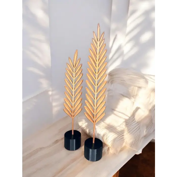 Tüy Şeklinde Modern Ev Dekoru (2li) (Bronz)