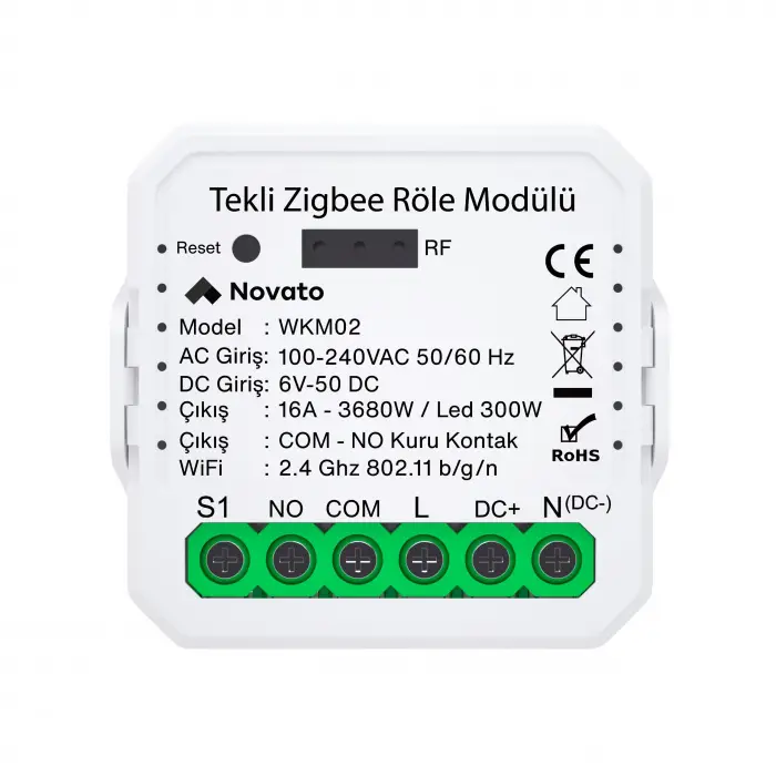 Tuya Mini Zigbee Kuru Kontak Röle (Tuya, Smart Life, Home Assistant, Zigbee2MQTT Uyumlu)