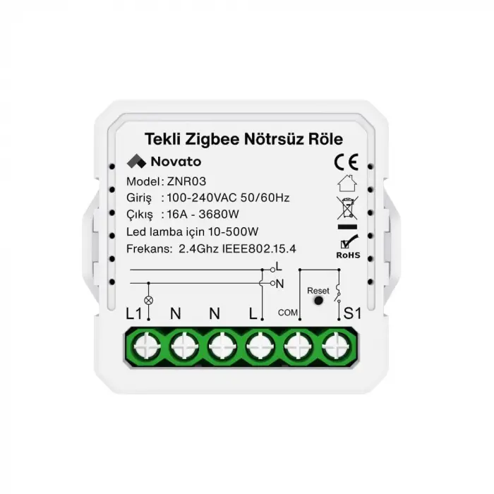Tuya Mini Zigbee Nötrsüz, Tek Çıkışlı Röle
