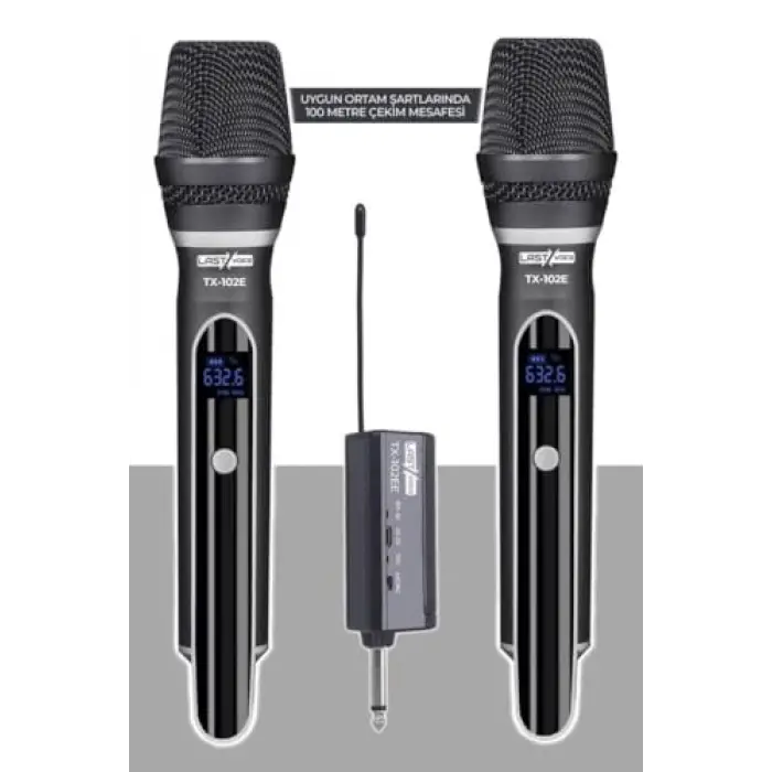 TX-102EE şarjlı çiftli Uhf kablosuz el mikrofonu seti