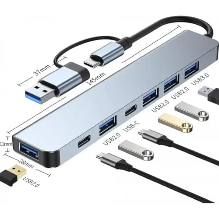 Type-C 7in1 Usb 3.0 Hub, USB/Type-c To USB A, USB C Macbook uyumlu Çevirici