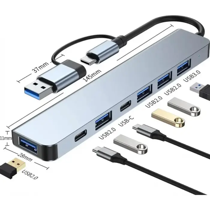 Type-C 7in1 Usb 3.0 Hub, USB/Type-c To USB A, USB C Macbook uyumlu Çevirici