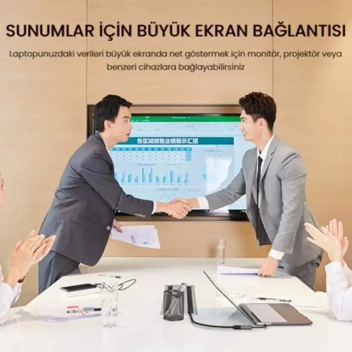 Type-C bağlantısından HDMI görüntü alan 4K 30Hz dönüştürücü adaptör